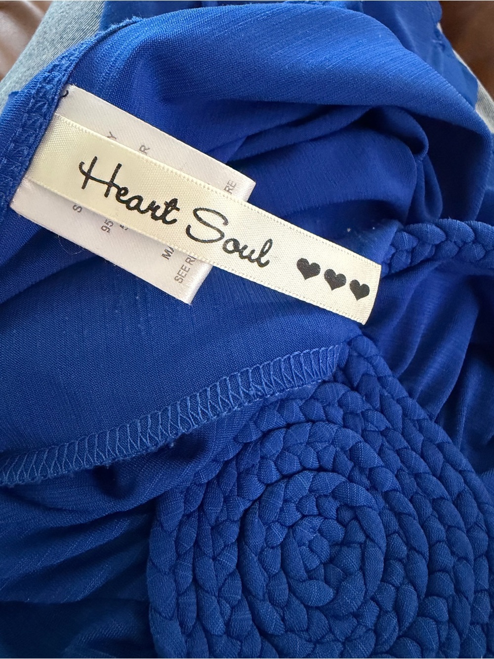 Heart Soul Royal Blue V-Neck Empire Waist Flowy Top Women’s Medium - Picture 5 of 7